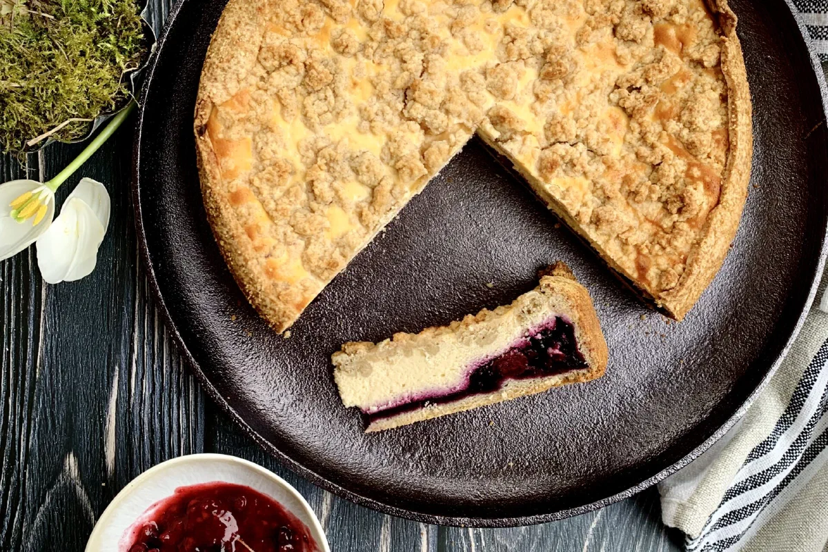 Fruchtiger Streuselkäsekuchen ohne Zucker