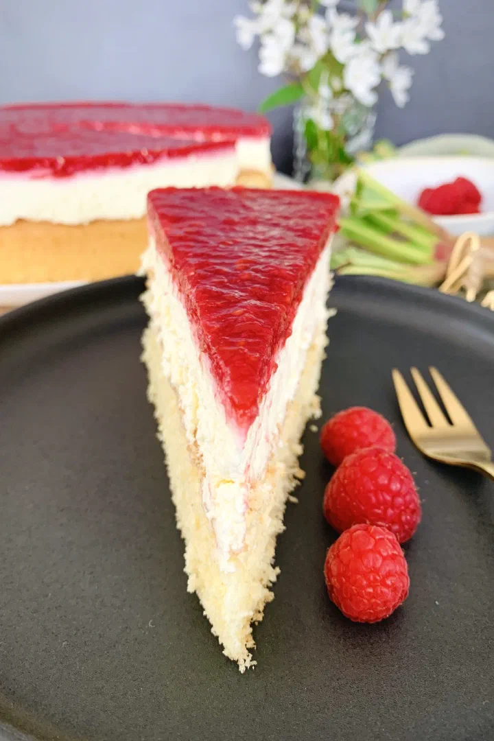 Himbeer-Rhabarbertorte ohne Zucker