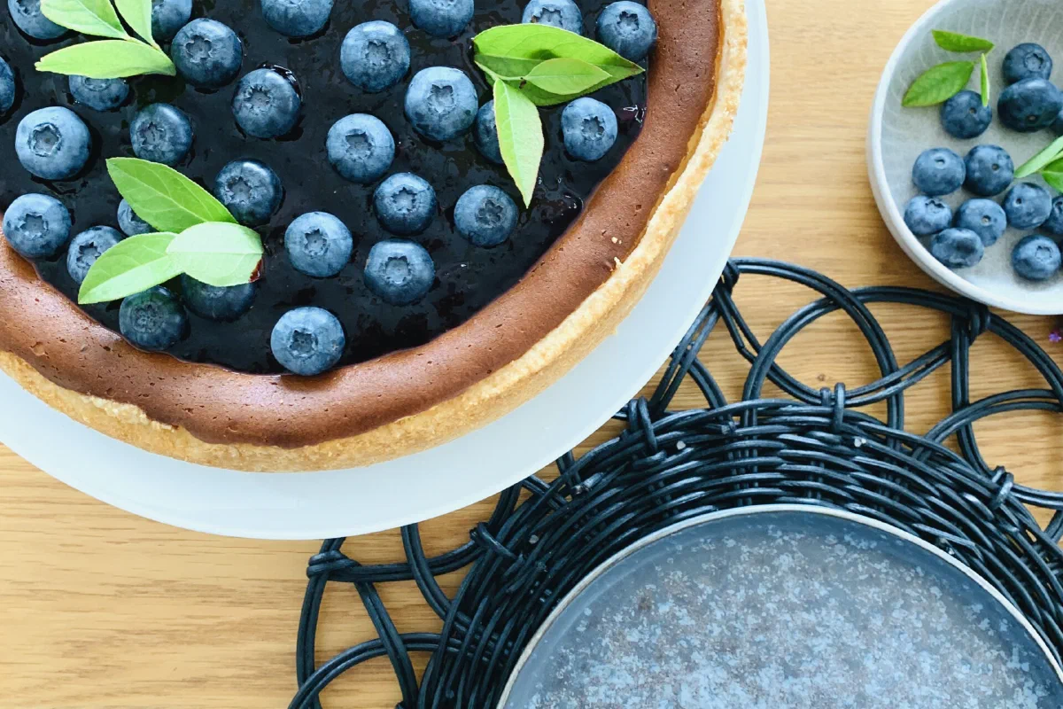 Käsekuchen mit Heidelbeeren ohne Zucker