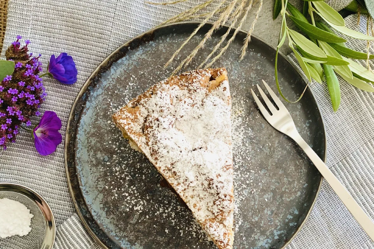 Mirabellenkuchen mit Pudding ohne Zucker