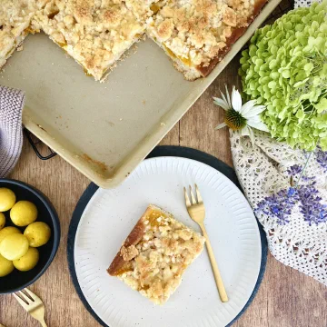 Mirabellenkuchen vom Blech ohne Zucker – Rezept öffnen
