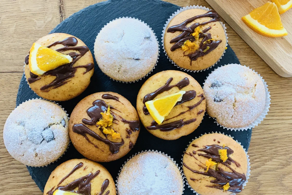 Orangen-Schokoladenmuffins ohne Zucker